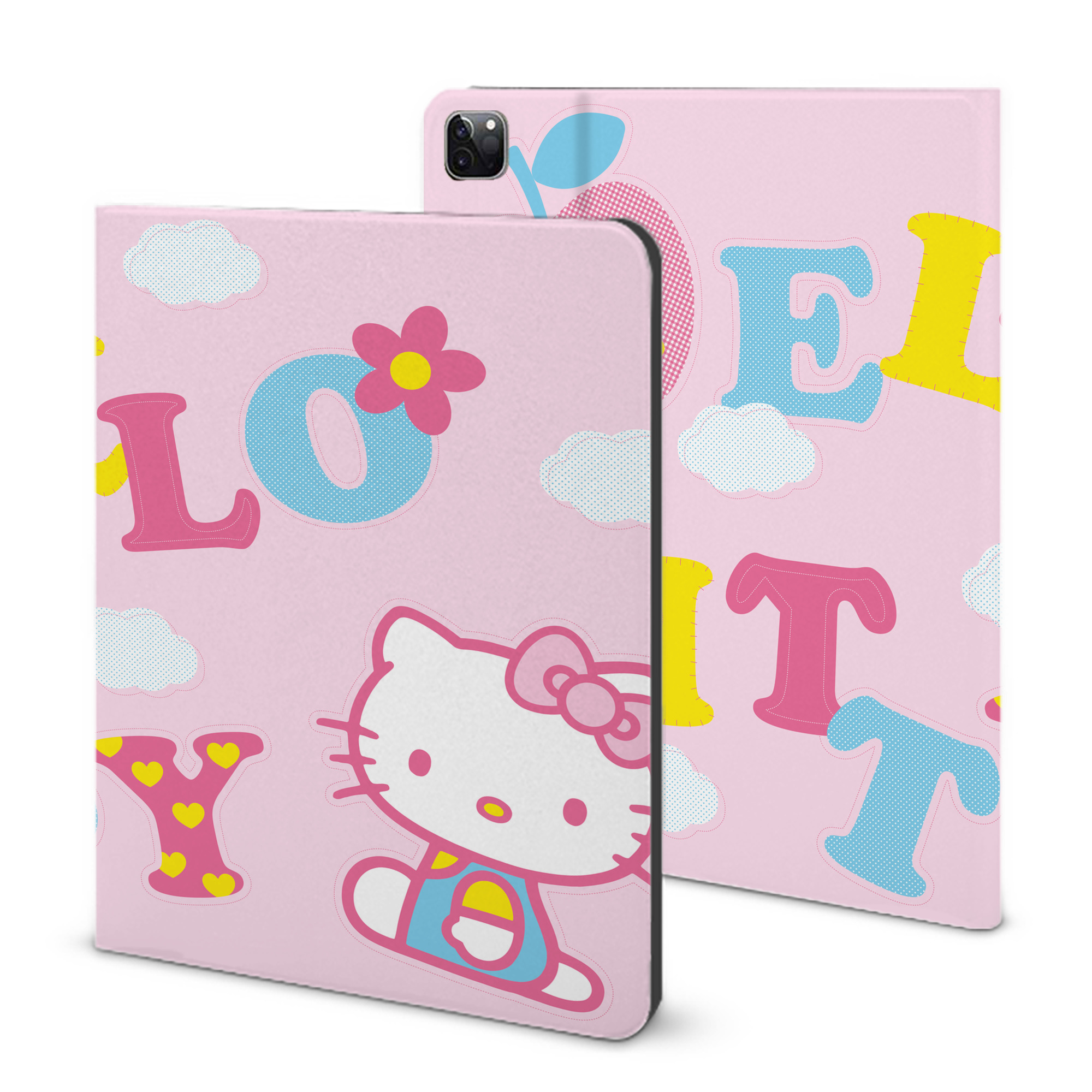 （画像用） Hello Kitty ハローキティ IPad ケース ブック型 PUレザー TPU 耐衝撃 軽量 薄型 ペン収納なし 全面保護 IPad 各モデル対応